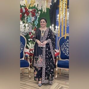 Elegant Black Floral Embroidered Dress